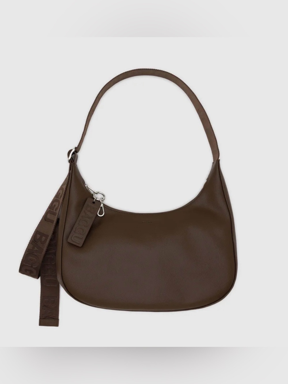 BAGGU Medium Recycled Leather Crescent Bag Brown NWT Adjustable Shoulder Bag